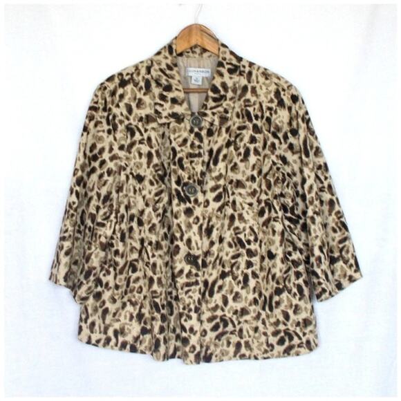 Vintage Sag Harbor Abstract Animal Print Linen Blend Plus Size Blazer Sz 1X - Picture 1 of 5